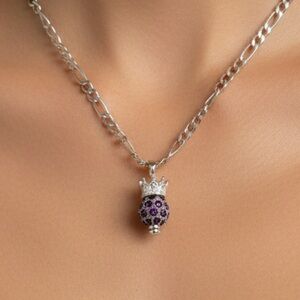 NWT STERLING Silver and Purple AMETHYST SWAROWSKY Pendant Necklace